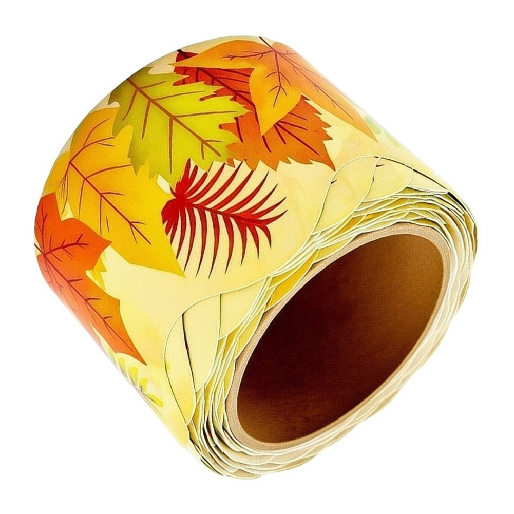 Yellow Paper Maple Leaf Stickers for Office Study Space Decoration 10 Meters