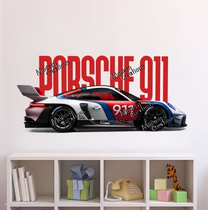 Porsche 911 Sports Car Wall Stickers Room Decor Vinyl Decal Mural Home Art DIY