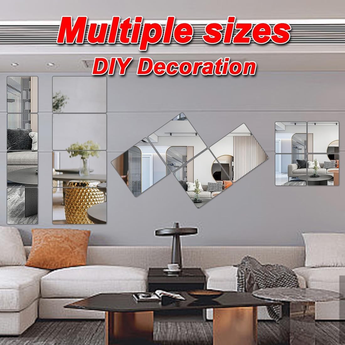 Acrylic Wall Mirrors Full Length,8 X 8 Inch Self Adhesive Frameless Acrylic Smal