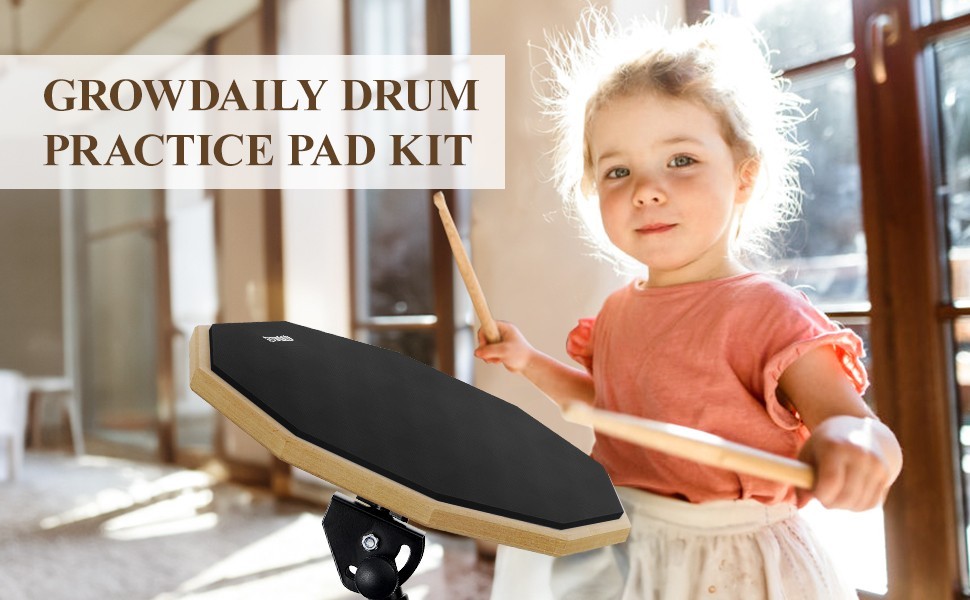 Drum Practice Pad Snare Drum Stand Set 12 In With Double Sided Silent Drum Pad,