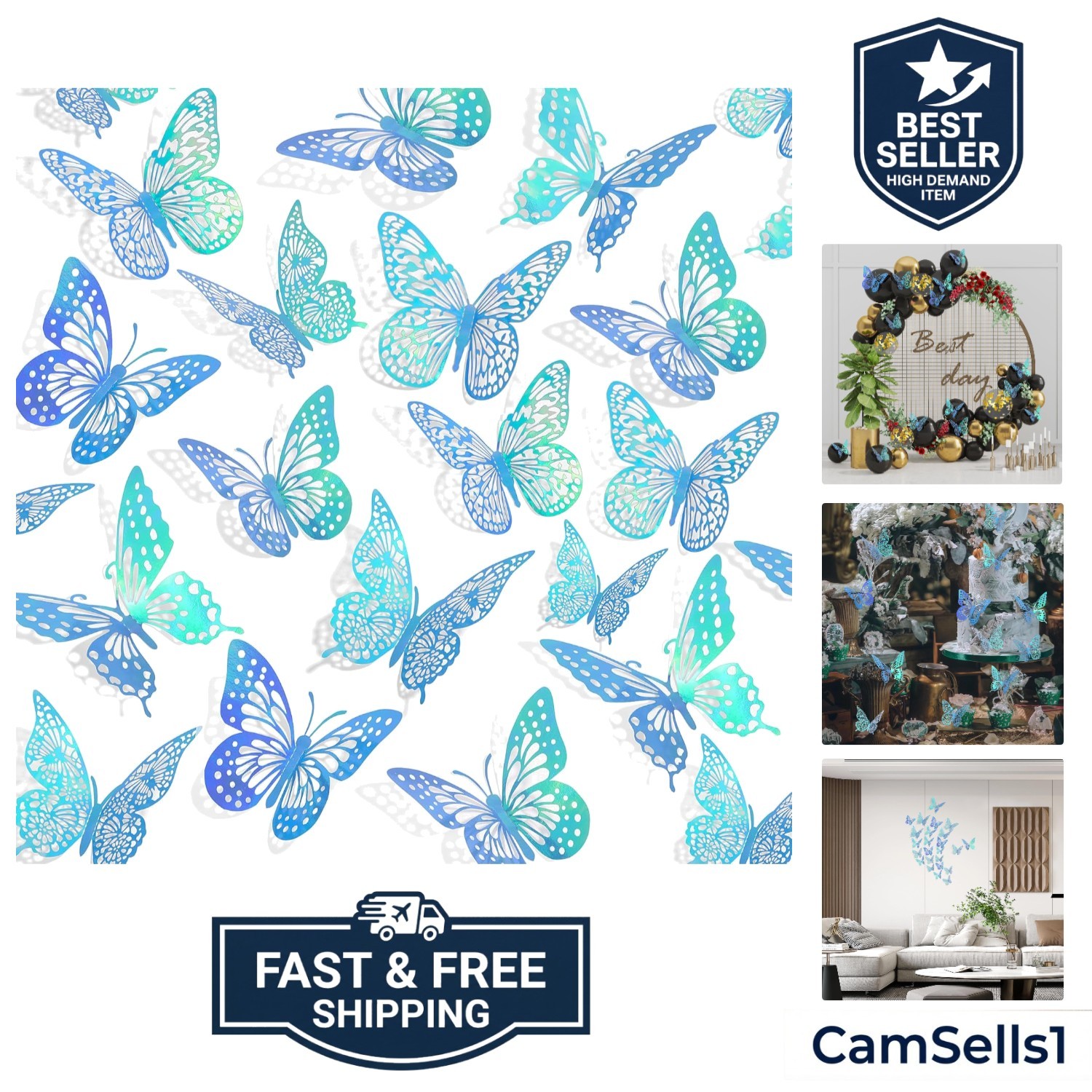3D Butterfly Wall Decor – 48 Pcs, 4 Styles, 3 Sizes – Removable Stickers for …