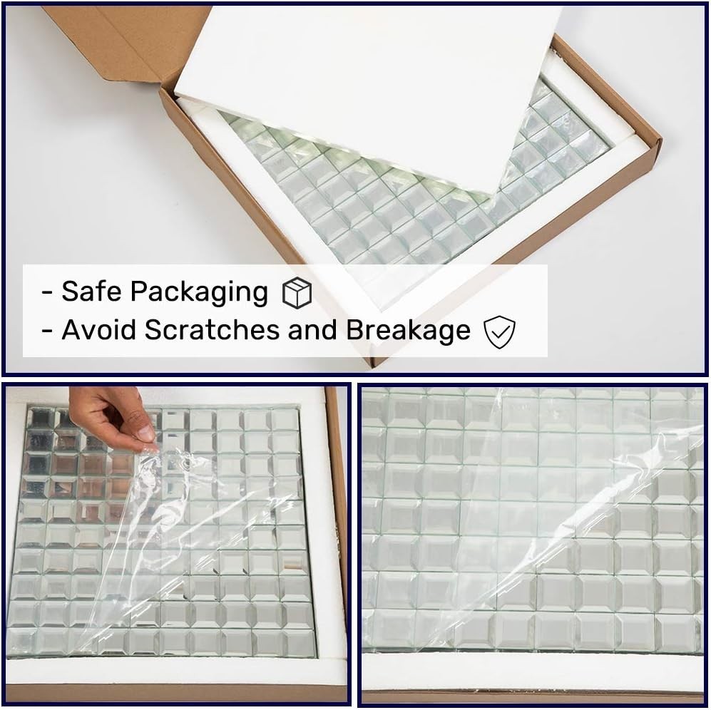 Mirror Glass Mosaic Tile, Beveled Seamless Crystal Diamond Silver Backsplash …