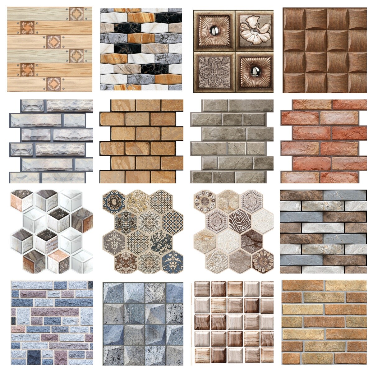 12"x12" 10Pcs 3D Wall Sticker Tile Brick Panel Self-adhesive Wall Waterproof PVC