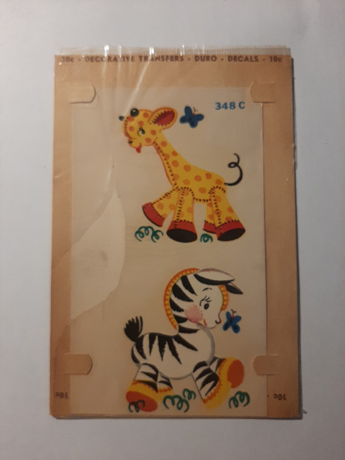 Vintage Duro Water Transfer DECAL, Giraffe & Zebra #348-C Children’s