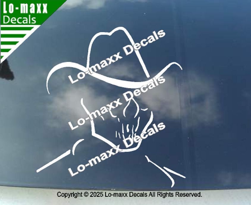 Cowboy Skull Biker Gothic Vinyl Decal Western Sticker for Truck Car Laptop