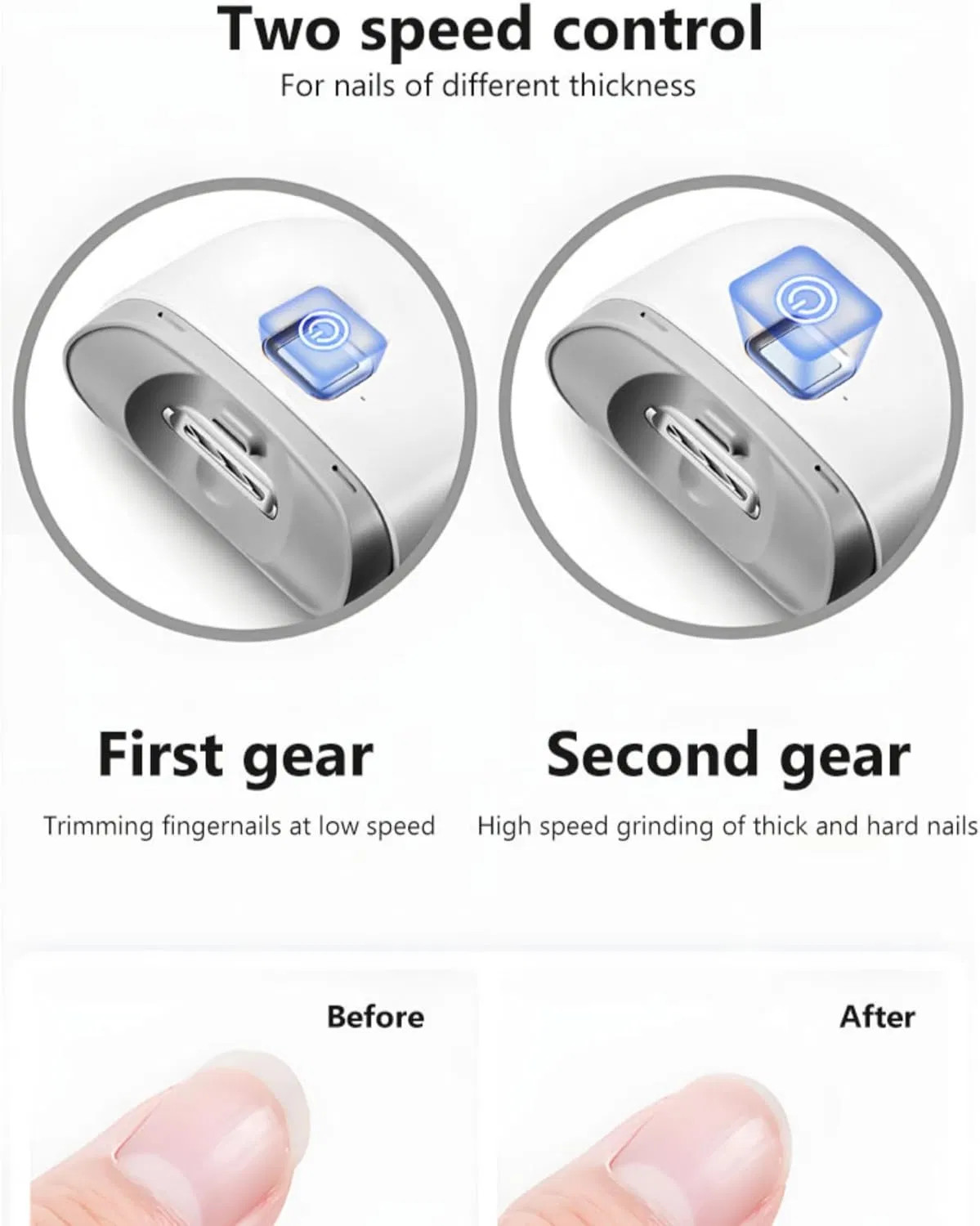 Electric Nail Clipper Trimmer Safety Thick Nails Manicure Pedicure USB Adults
