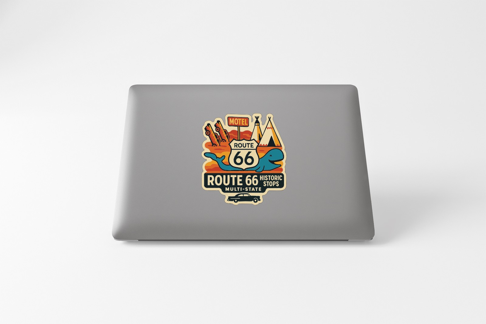 Route 66 Historic Stops Sticker Decal Vinyl Die-Cut Symbolic Landmark Design
