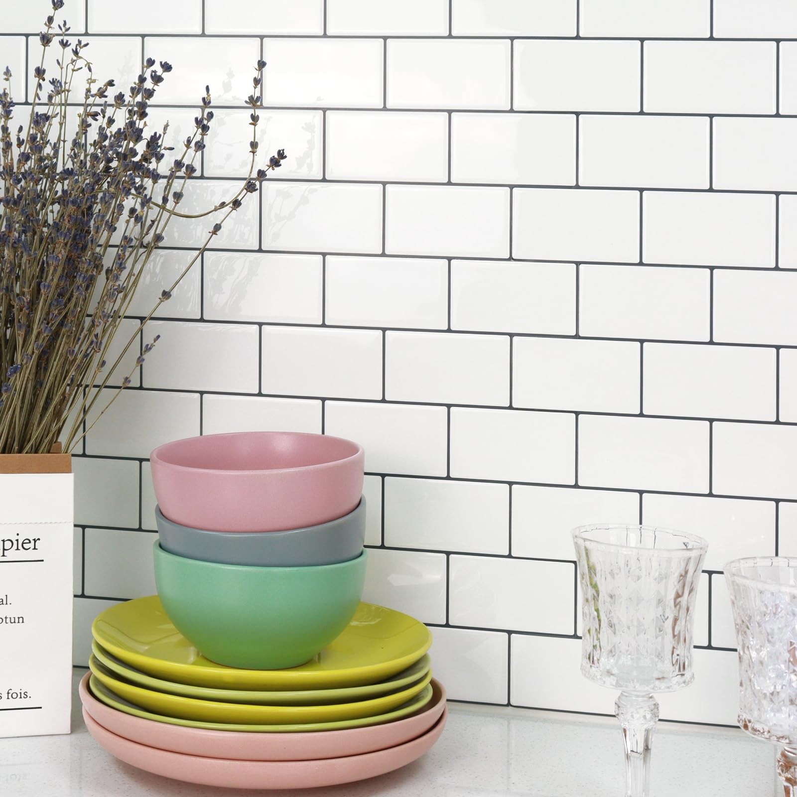 Subway Tile Peel and Stick Backsplash, Thicker Design 12" x 12" Stick on Back…