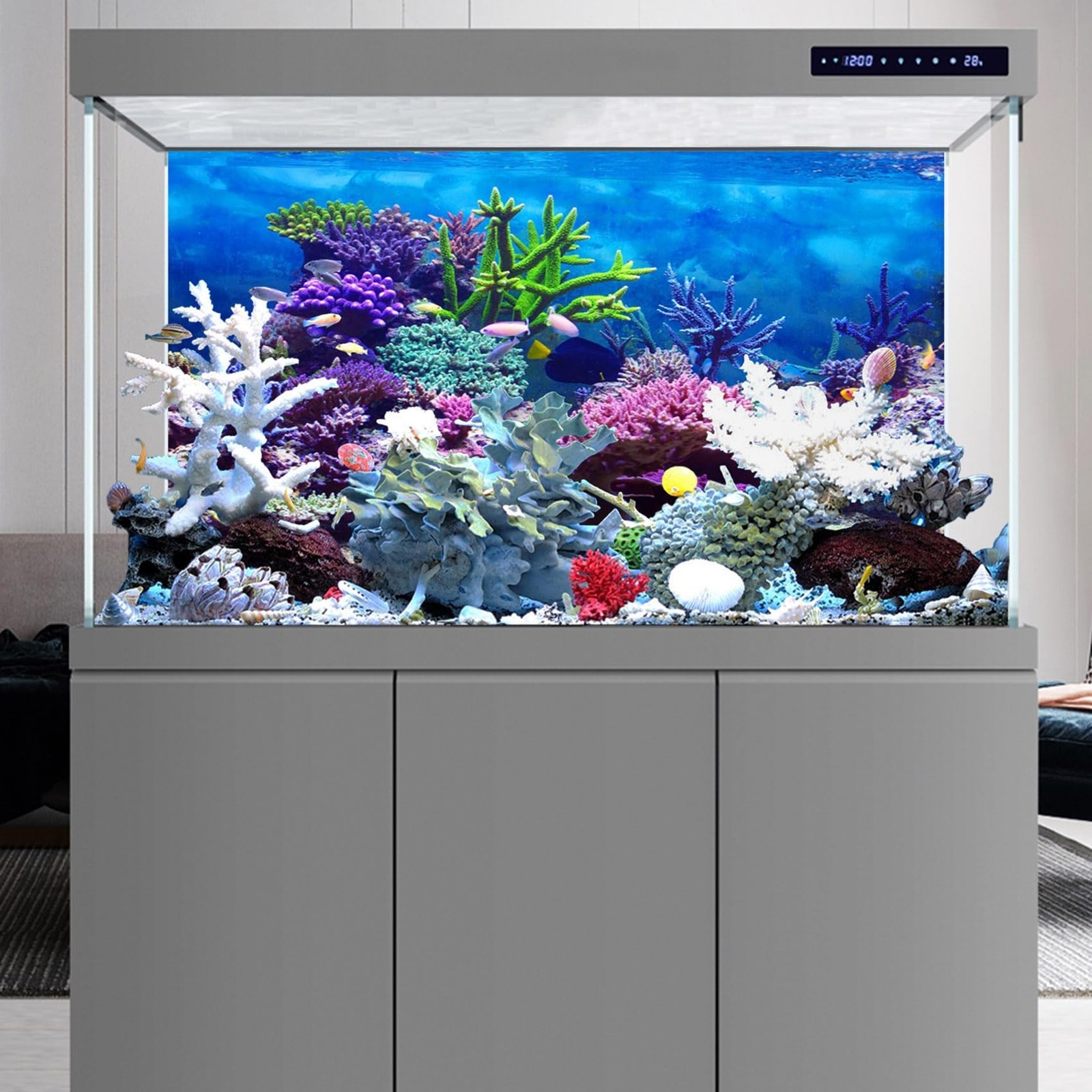 YongFoto Ocean Theme Fish Tank Background 36×24 inch Coral Seaweed Reef Rock …