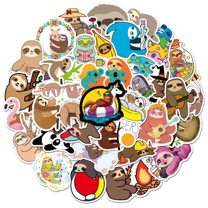 SLOTH Stickers [B] LAZY FUNNY ~ Waterproof Vinyl SCRAPBOOK Laptop Phone Decal
