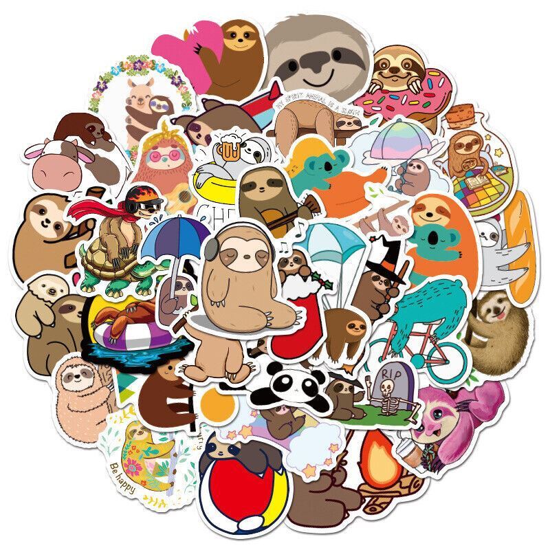 SLOTH Stickers [B] LAZY FUNNY ~ Waterproof Vinyl SCRAPBOOK Laptop Phone Decal