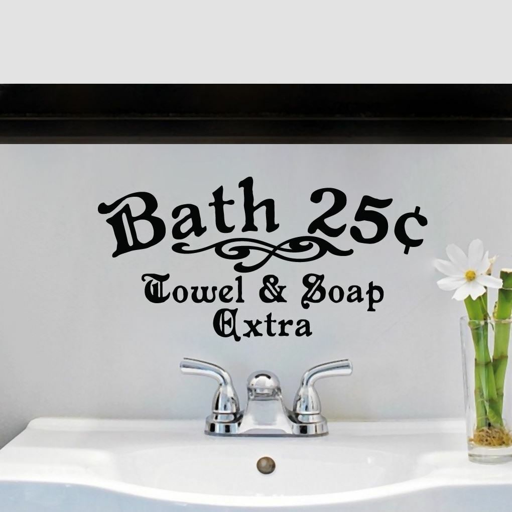 Bath 25¢ Towel & Soap Extra Wall Decal – Bathroom, Restroom, Wall Art, Sticker