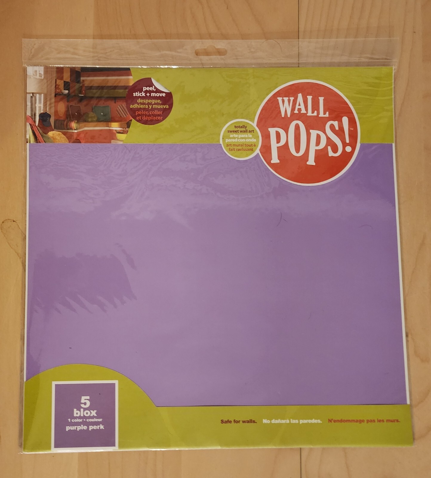 Wall Pops 5 Purple Perk Blox Peel Stick & Move Stickers Decals WPB90222