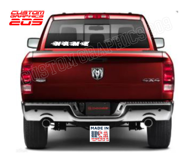 Custom Flame Text Truck Car Window Decal Oracal 651 Waterproof Vinyl