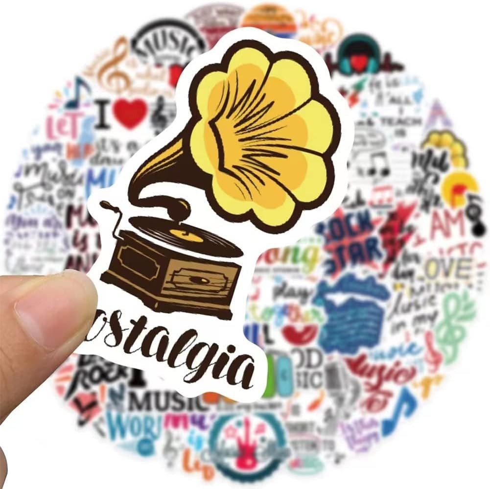 Variety Pack of 50 Waterproof Music Vinyl Stickers for Laptops, Cars & More