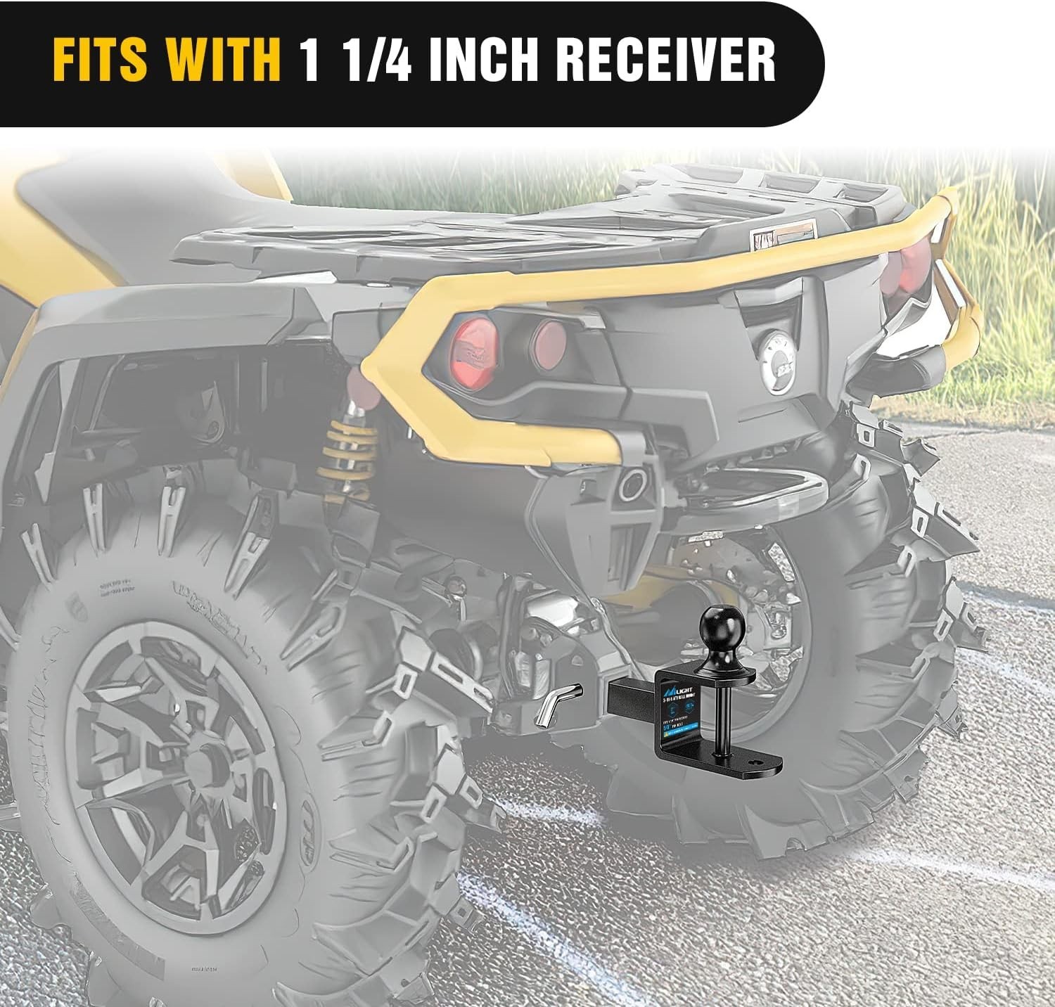 3 in 1 ATV UTV Multi Hitch Mount Fits 1-1/4" Receiver with 2 inch Ball Hitch …