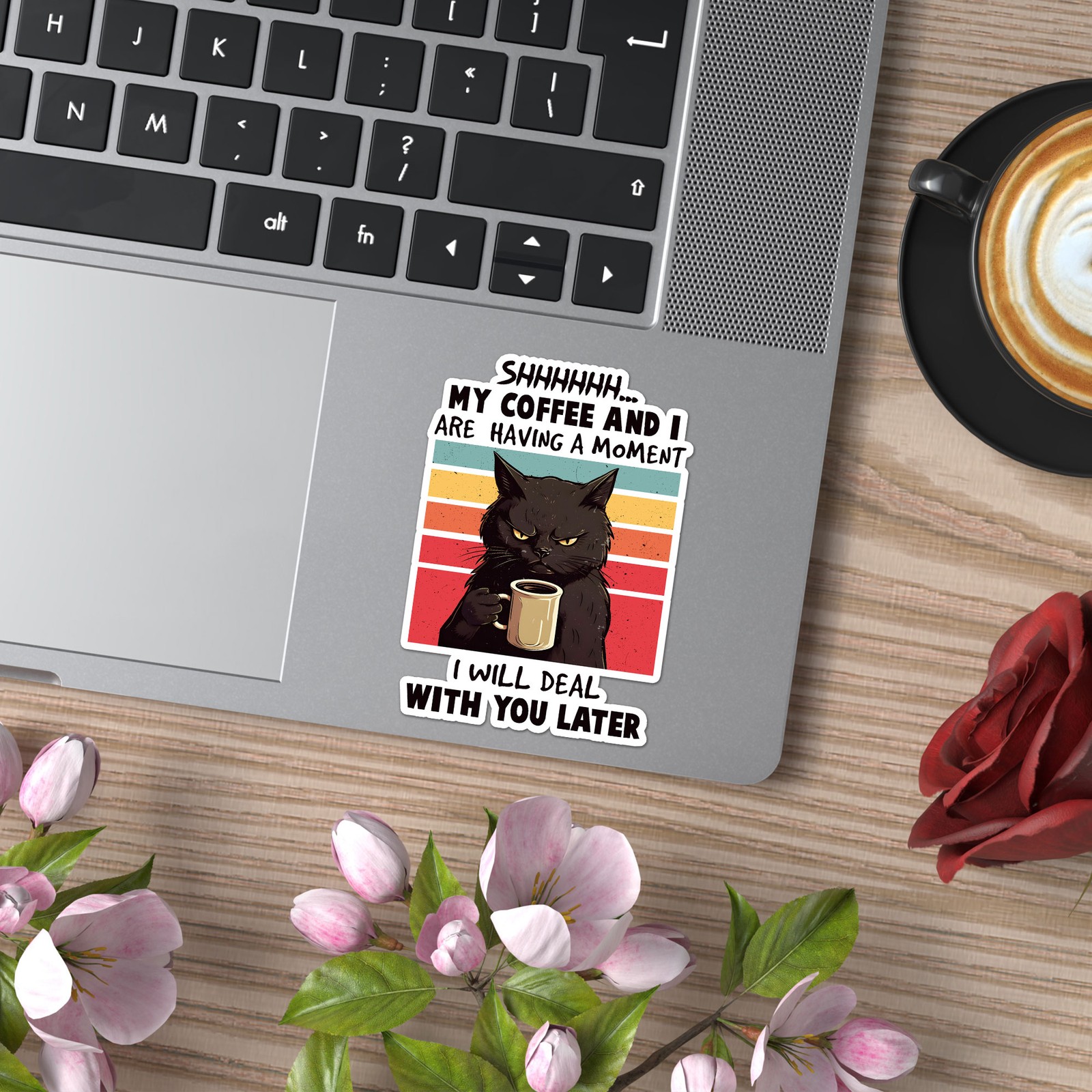Coffee Having Moment – Vinyl Decal Sticker – Car Window Laptop – ebn11355