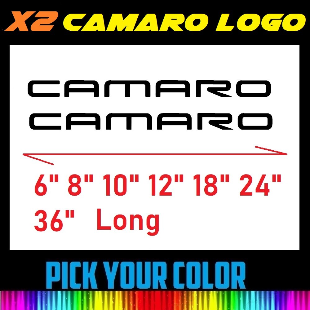 x2 6" 8" 12" 24" 36" CAMARO LOGO WORD Vinyl Decal Window Door Car Sticker