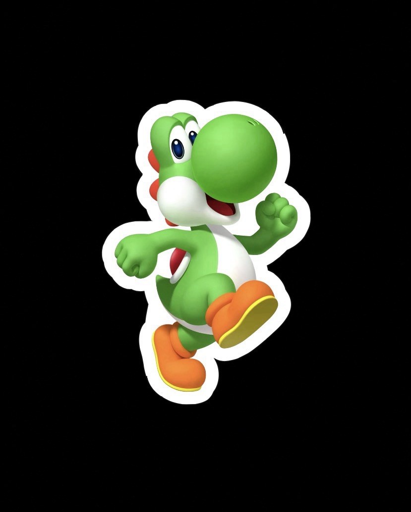 Green Yoshi, Super Mario, Nintendo, Fun Adorable Glossy Vinyl sticker, Decal