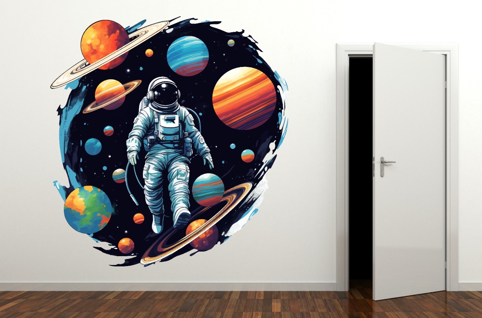 Astronaut Space Wall Decal Planets Galaxy Vinyl Sticker Kids Room Decor M-80
