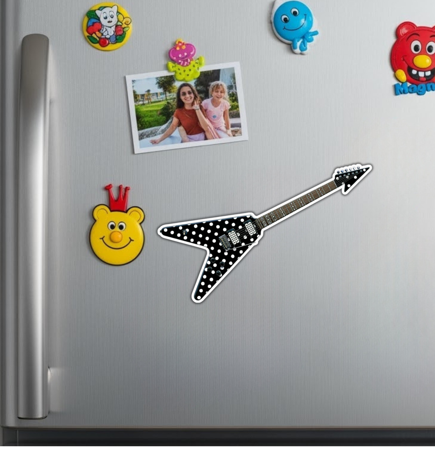 Randy Rhoads Polka Dot Flying V Guitar Fridge Magnet or Laptop Sticker