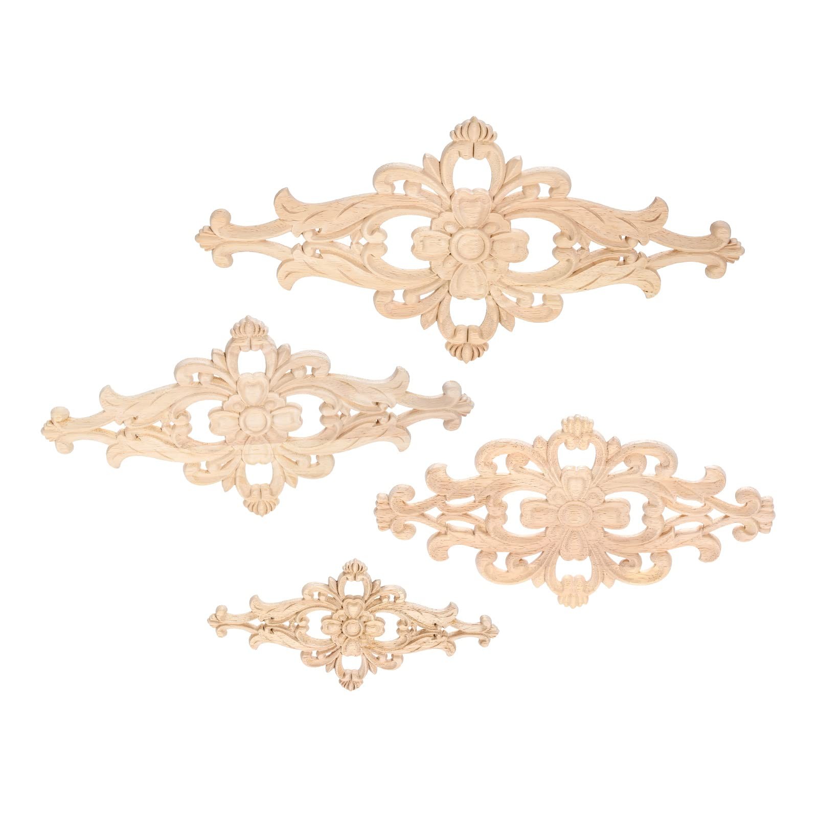 Wood Carved Appliques Furniture Decorative Onlays, 1Pc Unpainted DIY Center C…
