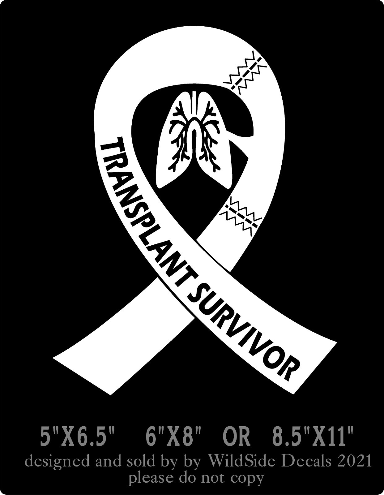 Lung Transplant Survivor Decal Memorial Ribbon Vinyl Car Truck Laptop Sticker