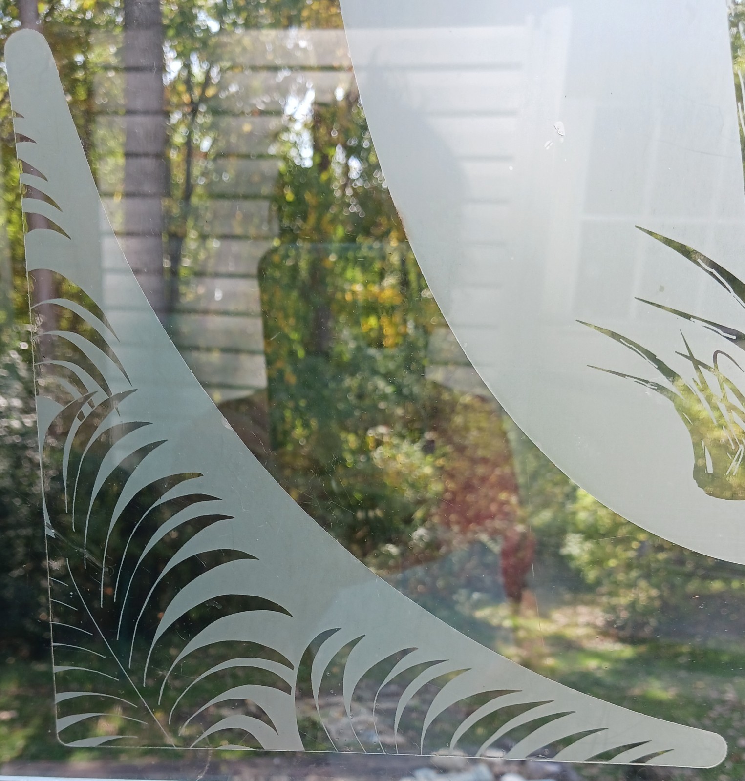 PALM FROND Etched Look Cling 5"X5" Corner Removable & Reusable 201