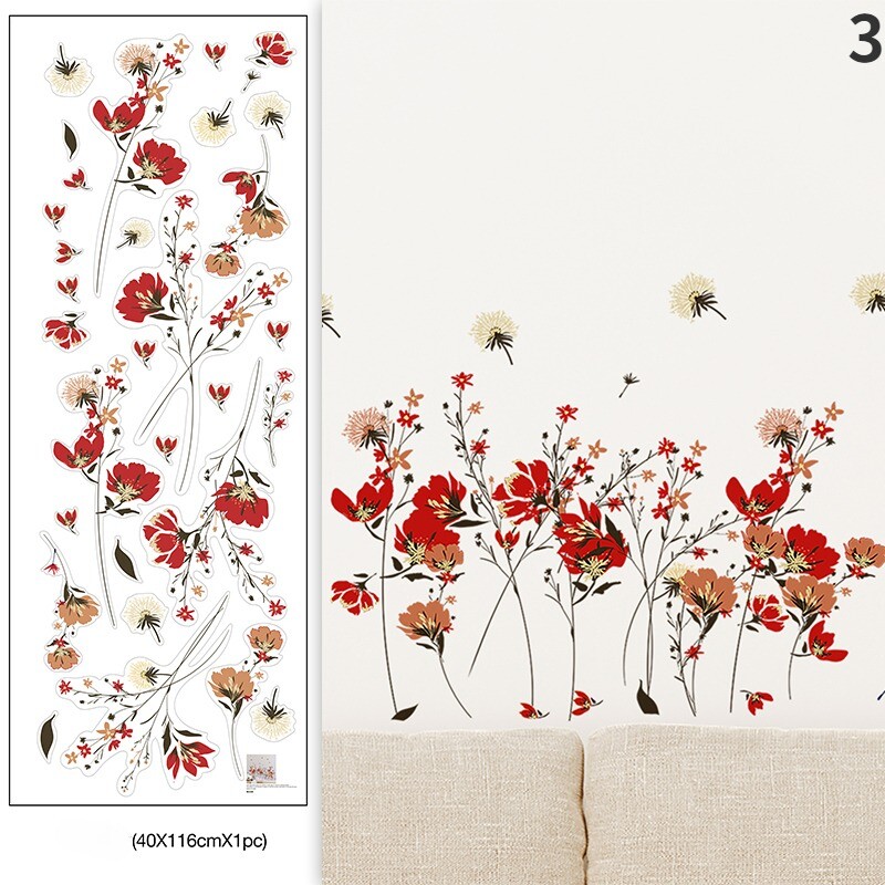 Bedroom Decoration Self Adhesive Flower Wall Stickers Window Cabinet Door Decals
