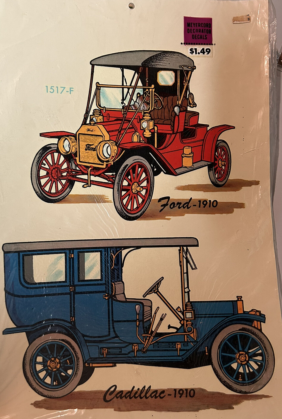 Vintage Meyercord Decals Classic Cars Retro Ford Cadillac Stickers Decor