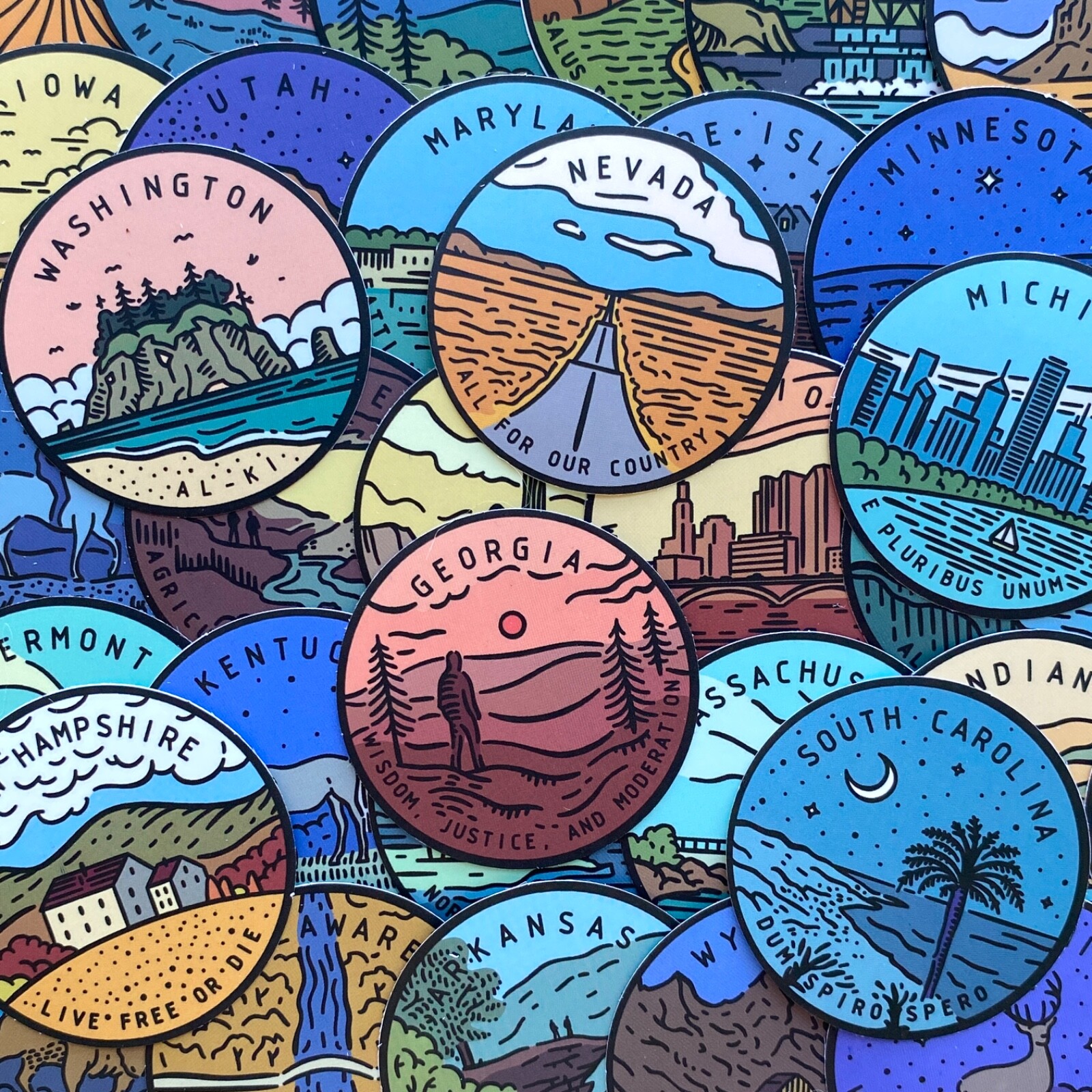 5-50 pcs USA State Stickers, Travel Map Outdoor Car Phone Laptop Vinyl Decals
