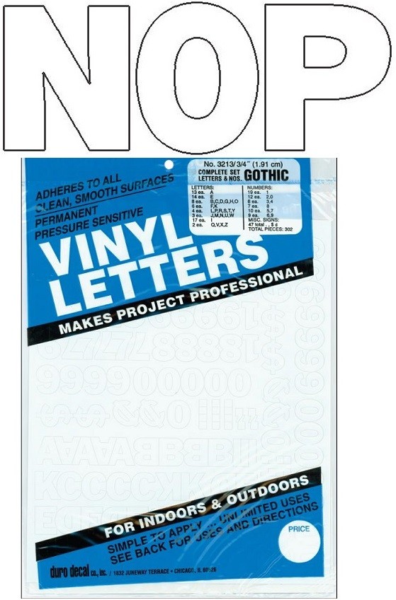 Permanent Adhesive Vinyl Letters & Numbers 3/4" GOTHIC WHITE ~ 029211321322
