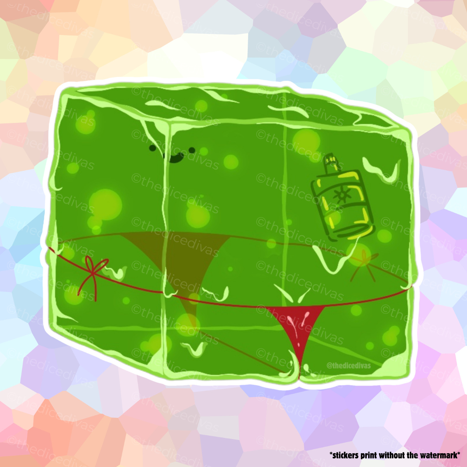 Sticker: Green Naughty Cube – Gelatinous Cube, Ooze, Dungeons and Dragons, DND