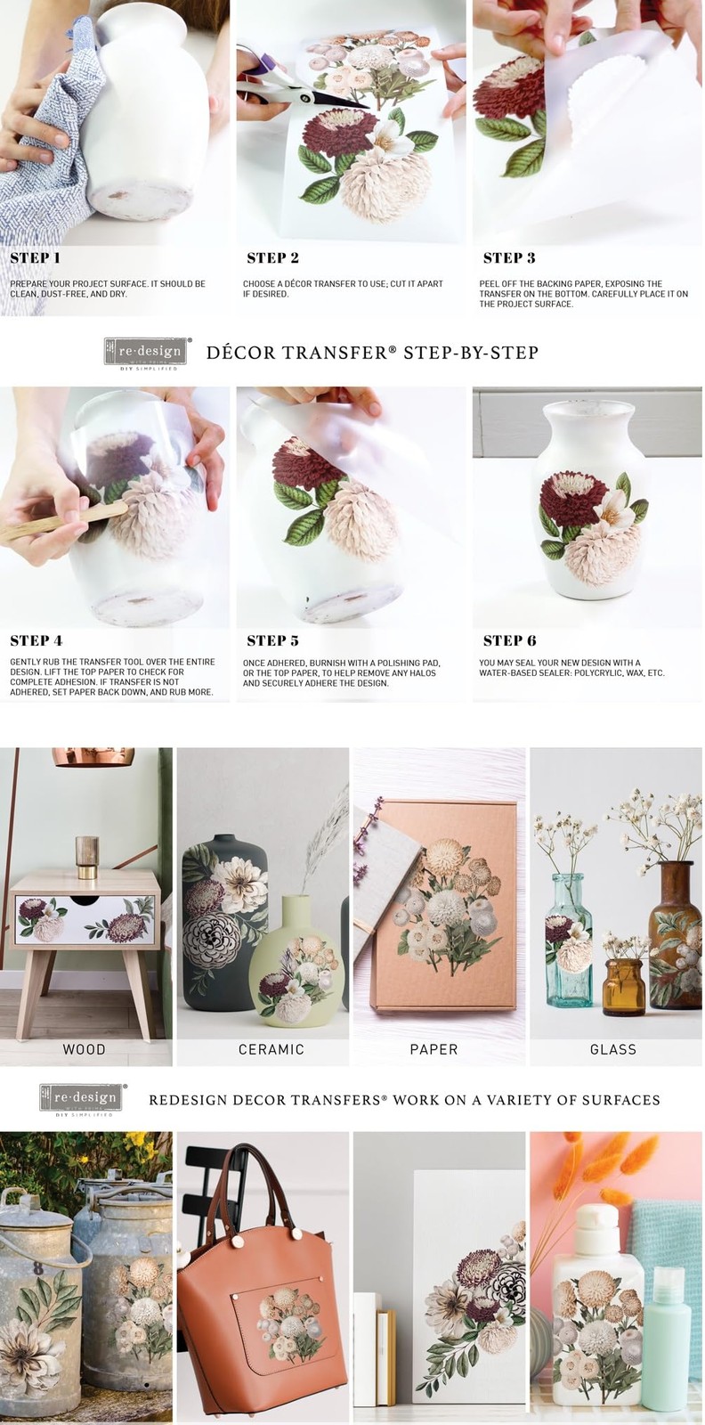 Redesign with Prima Decor Small Transfers – Toile – 3 Sheets, osfa, Multi