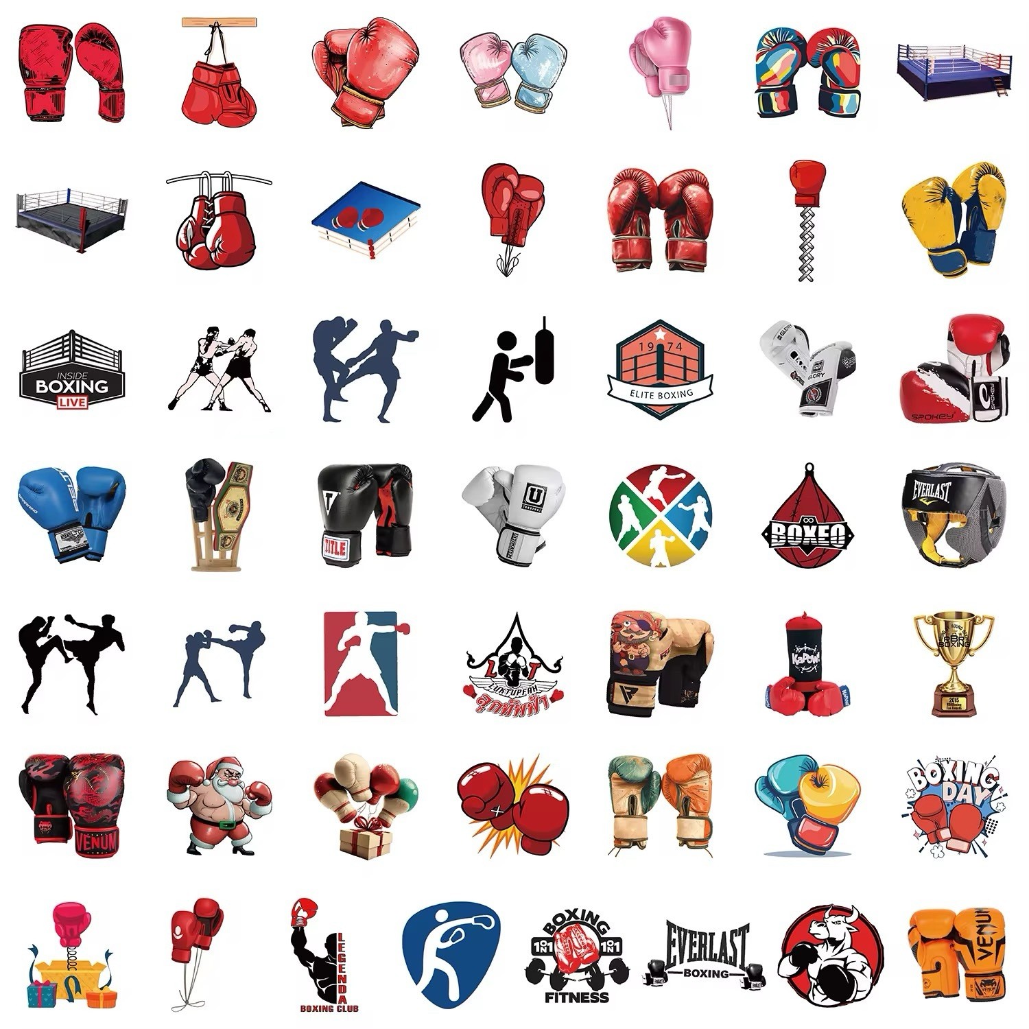 50 PCS Boxing Stickers Combat Sports Decals MMA Hydro Yeti Laptop Free Shipping!