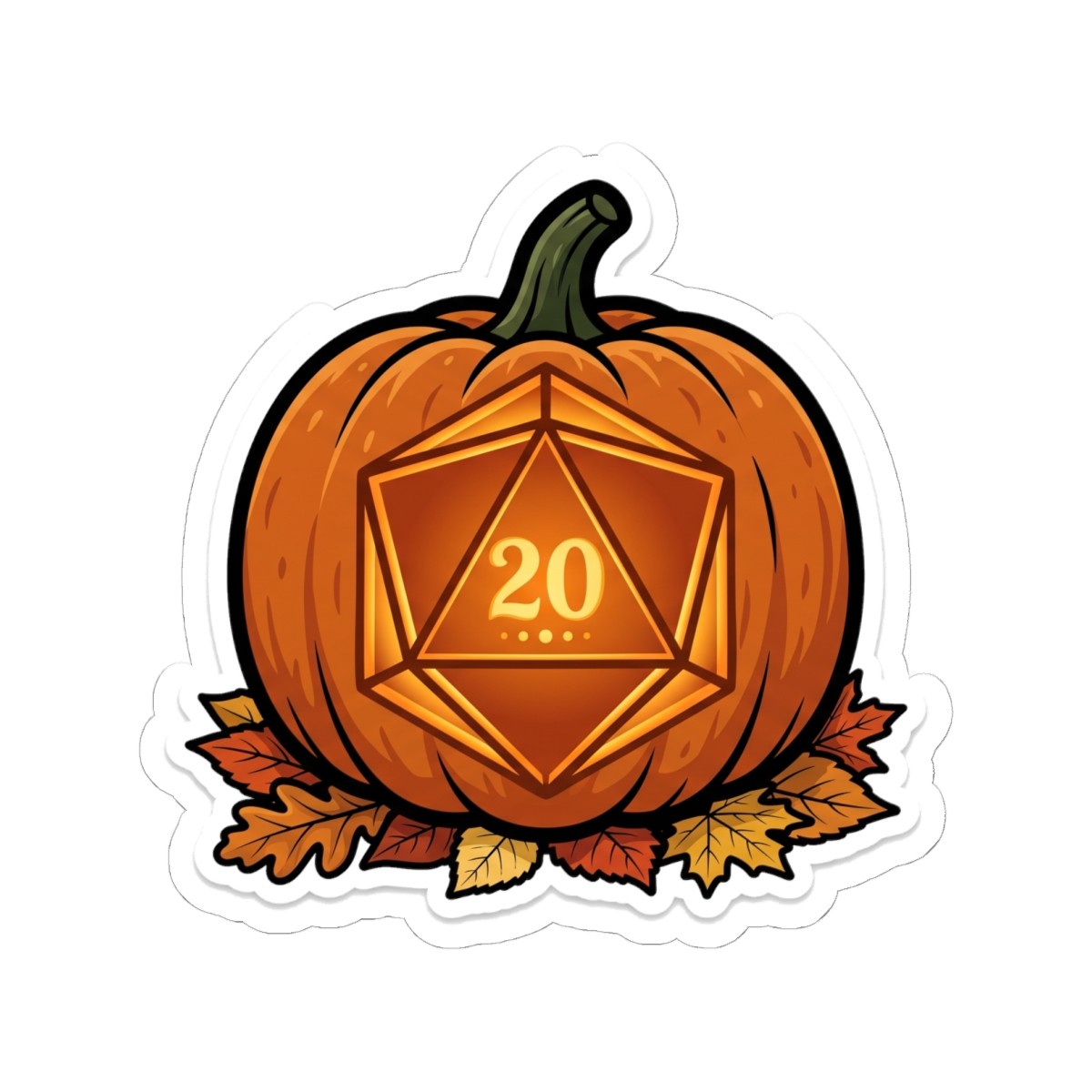Carved Pumpkin Nat 20 Halloween Tabletop RPG D20 Dice Gamer Sticker