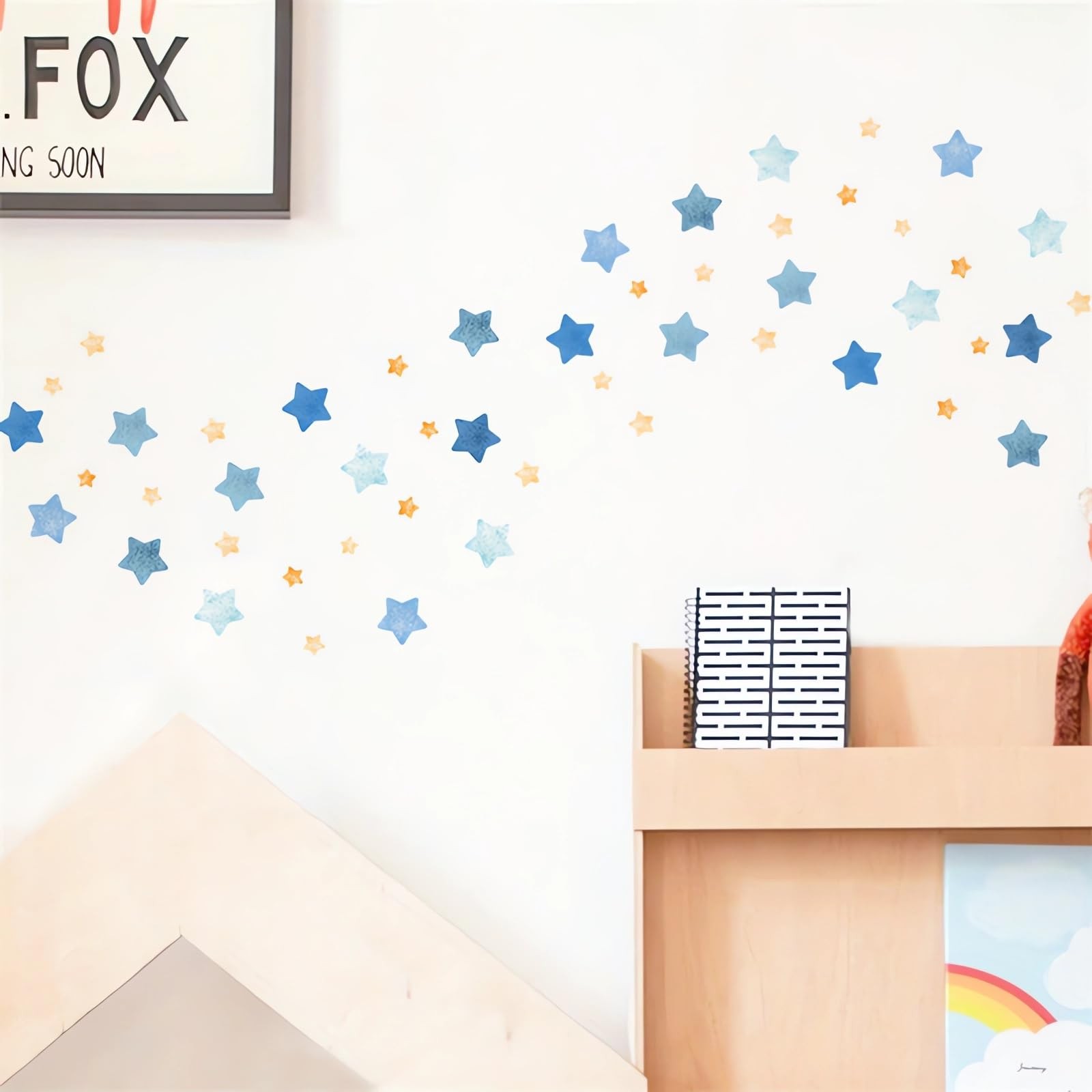 4 Sheets 100 Pcs Blue Yellow Stars Wall Stickers DIY Wall Decals