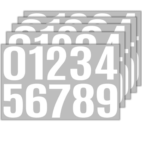 5 Sheets Mailbox Number stickers 4 Inch Waterproof Vinyl Large Decals White