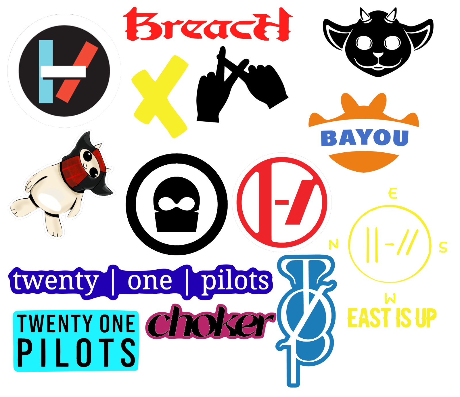 Twenty One Pilots sticker sets, Water Resistant, easy peel, 2-3", 12 Sets