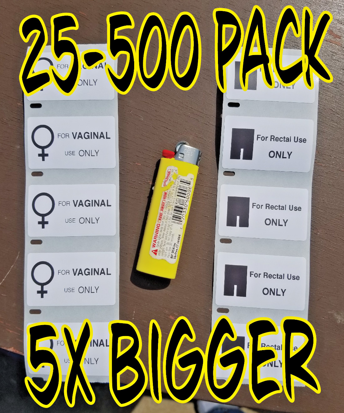 FOR RECTAL/VAGINAL USE ONLY 25-1000 Pack Stickers original big gag prank sticker