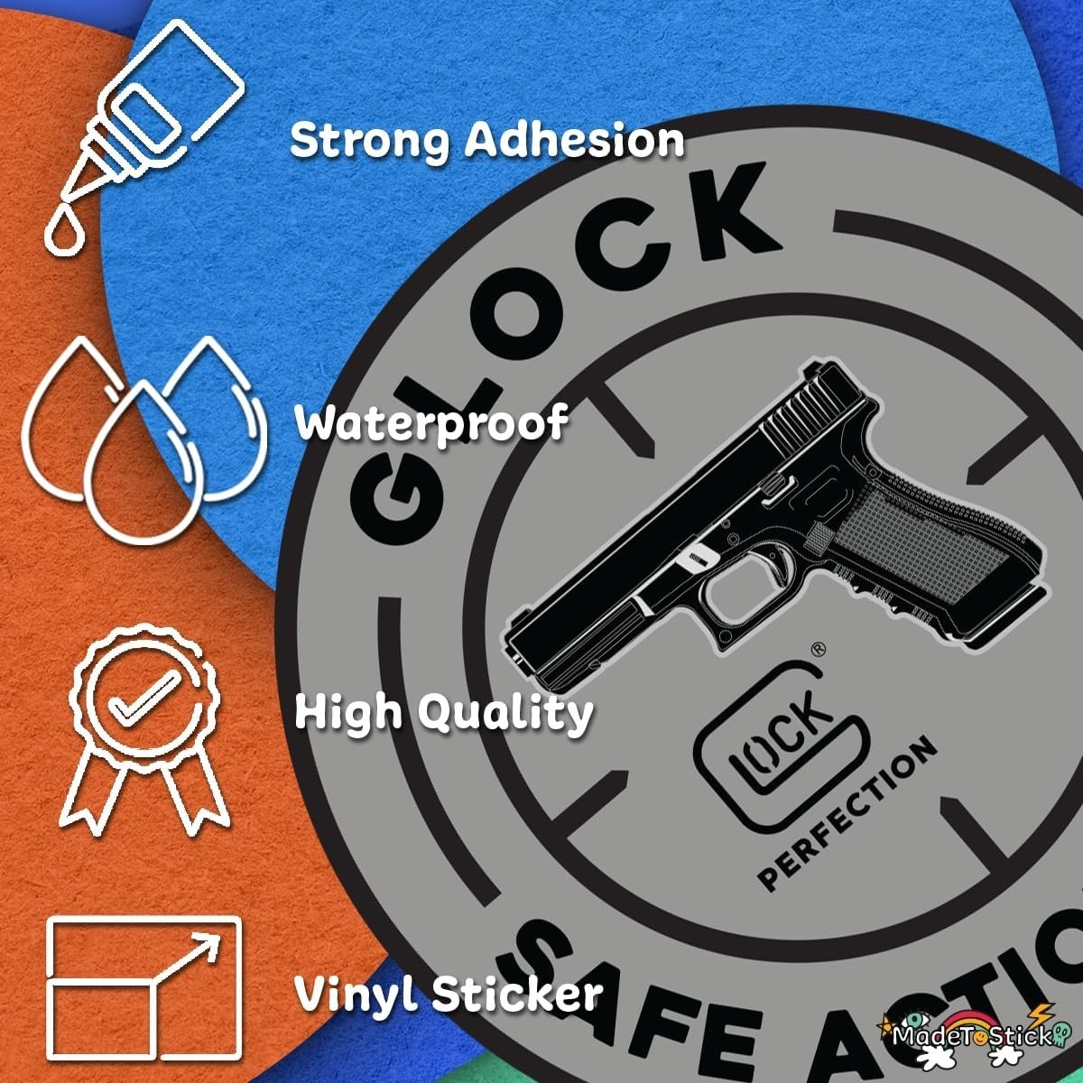 Safe Action Pistol Firearm Enthusiast Vinyl Decal Gun Case Car Sticker 4"x4"