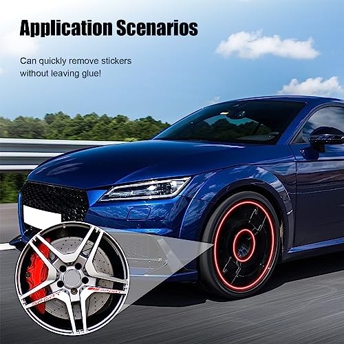 Car Decal Stickers, 14 PCS Reflective Sport Logo, Auto Wheel Rim Decor, Red