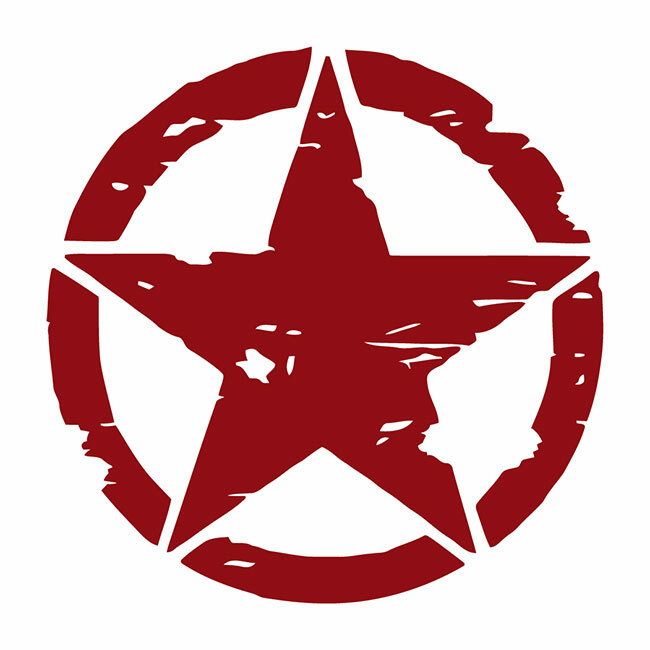 Automotive Distressed Army Star Die Cut Decal Multiple colors Made USA