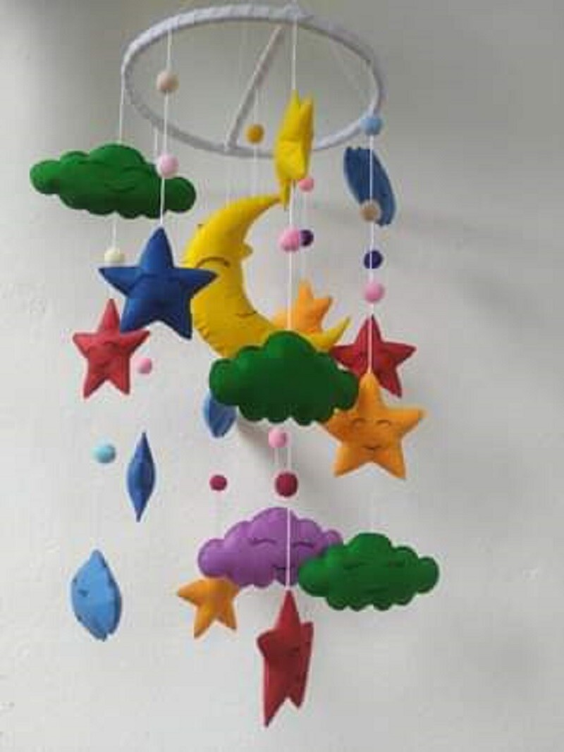 HANDMADE FELT MACRAME BABY COT MOBILE WALL HANGING BABY ROOM Nursery 3D Decorr
