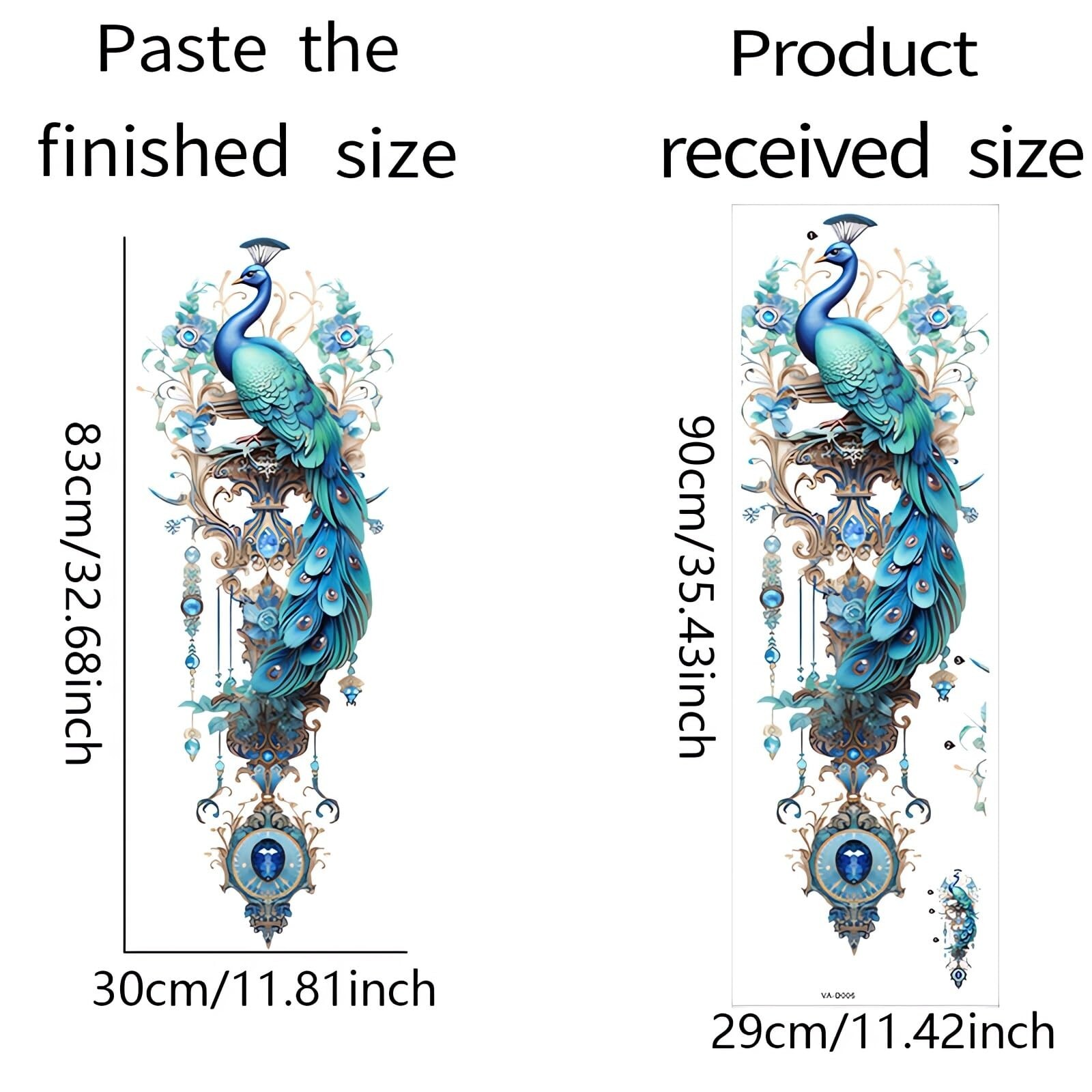 Gorgeous Blue Peacock Painted Wall Stickers, sacinora Peacock Pendant Art Wal…