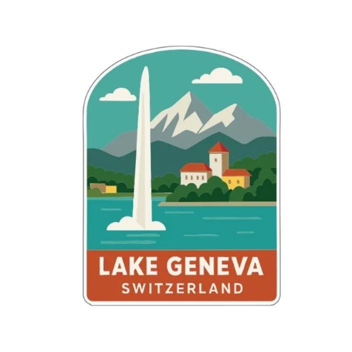 Lake Geneva Switzerland Iron On Heat Transfer Vinyl HTV Die-Cut Symbolic