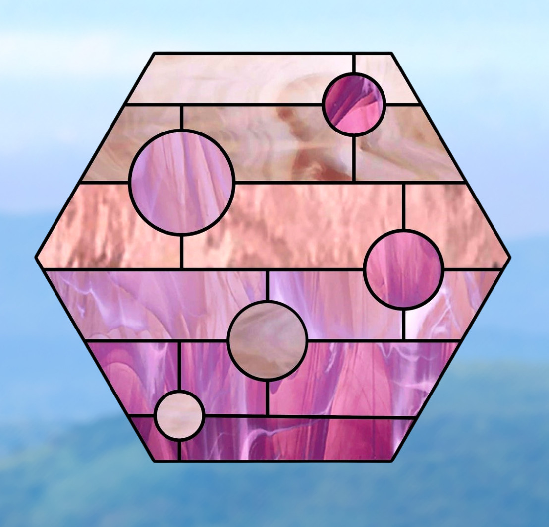 Pink Hexagon Faux Stained-Glass WINDOW CLING Size 9.3" Repositionable Vinyl
