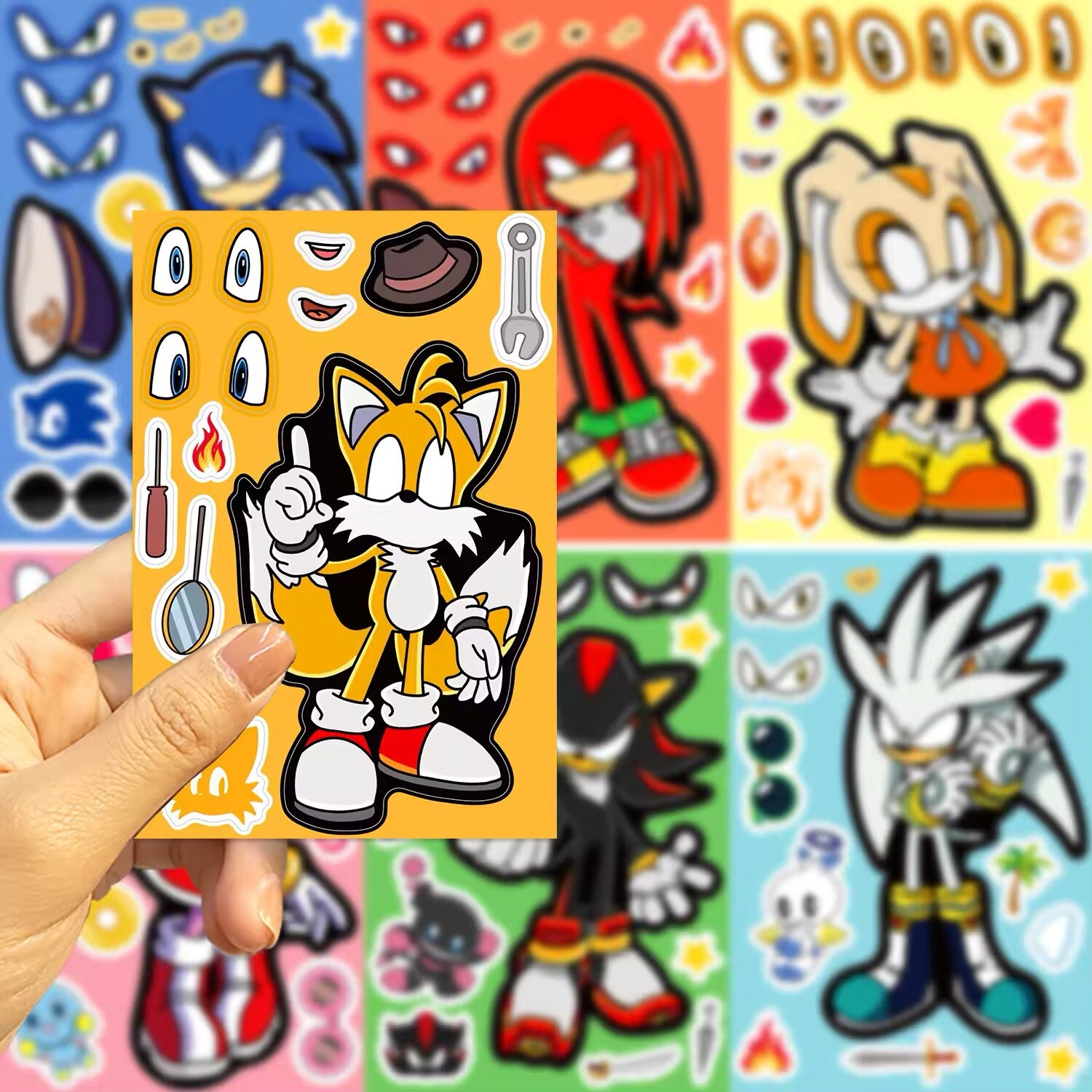 Sonic the Hedgehog – 8 Character Sticker Sheet Pack – Shadow, Tails, Knuckles..