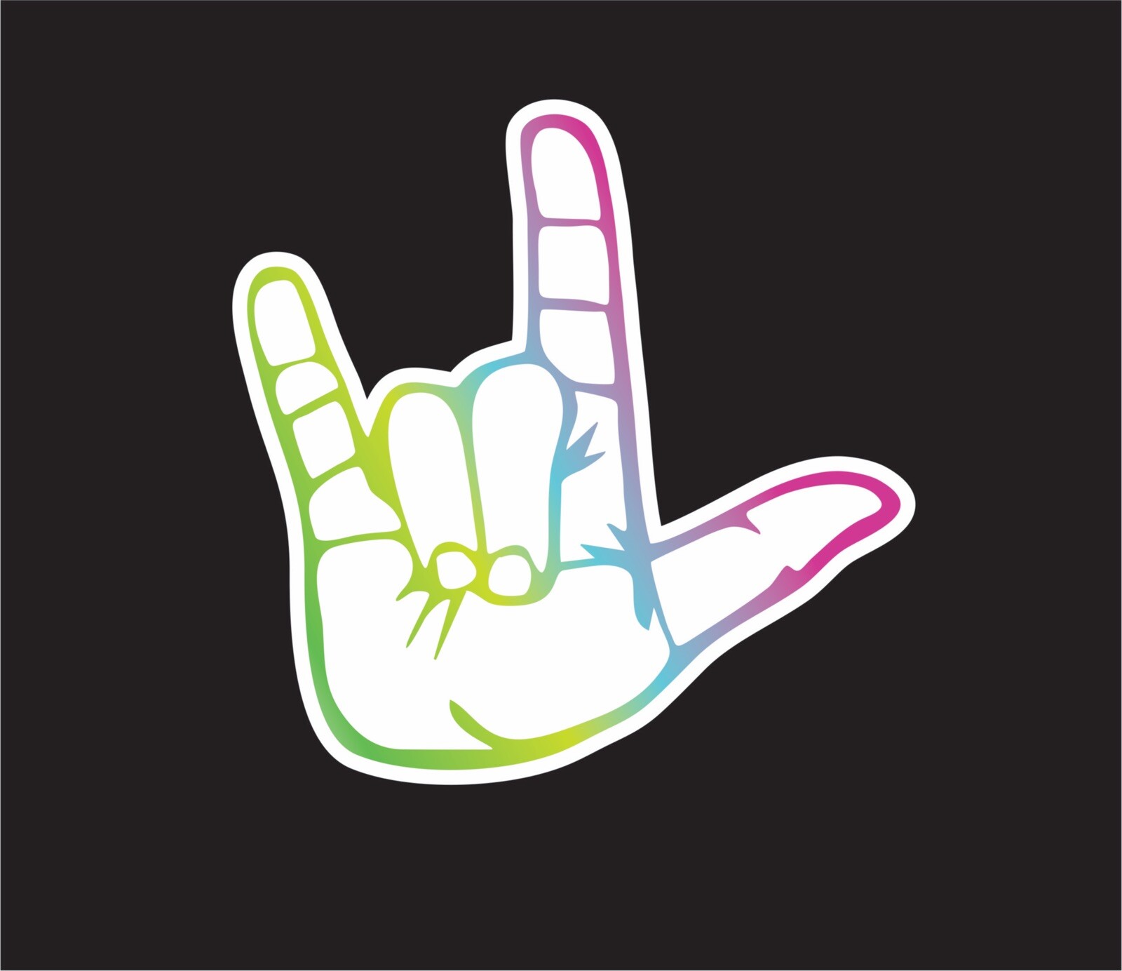 (4) I love you Rainbow sticker – American Sign Language 5”x5”