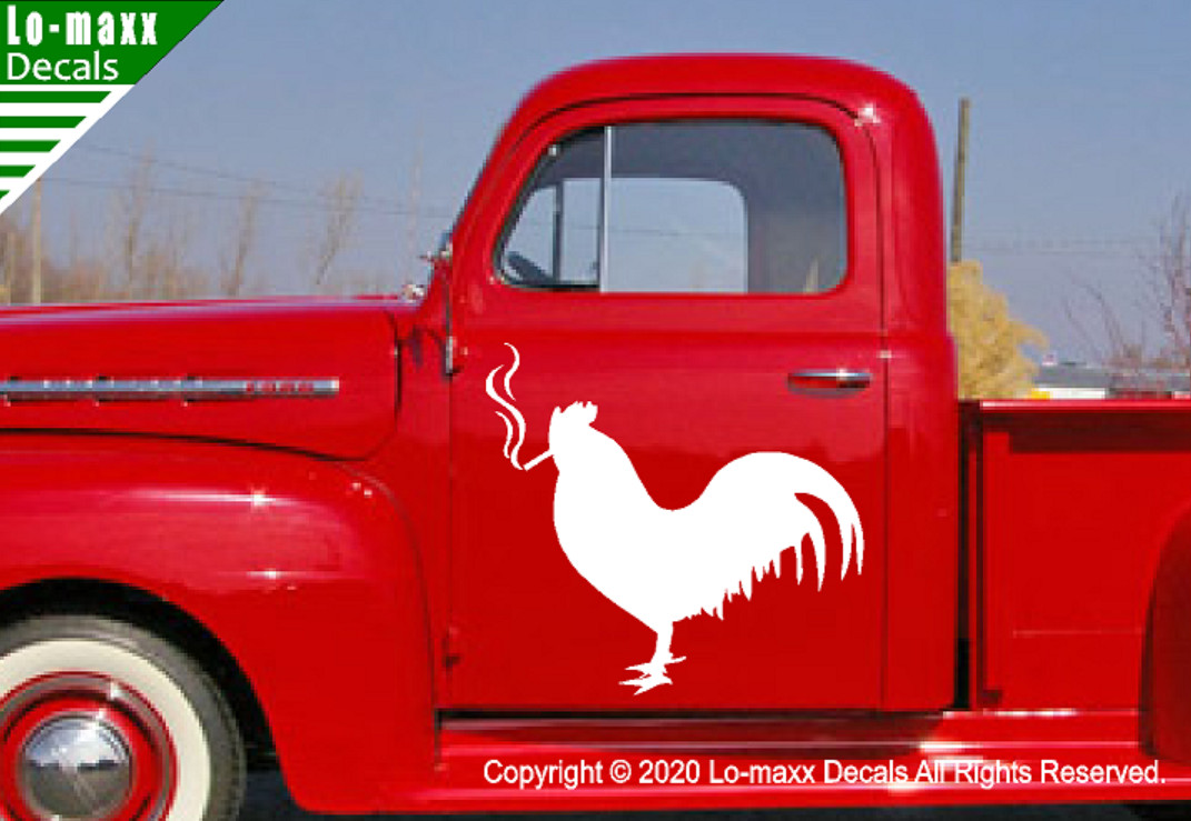 Smoking Chicken Rooster Country Farm Truck Car Funny Novelty Die Cut Vinyl Decal